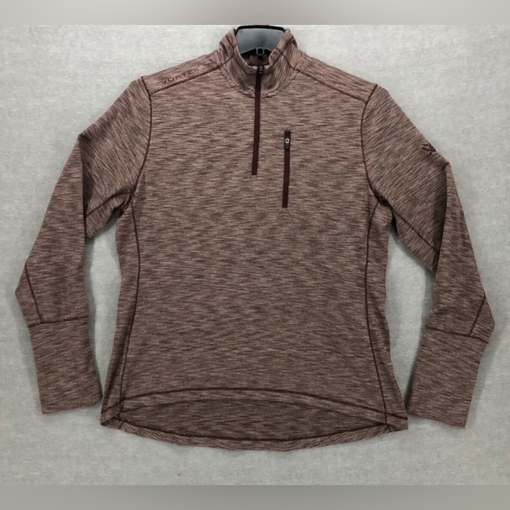 Vortex Scout-About Quarter Zip Pullover Top Women Size L Maroon Gray